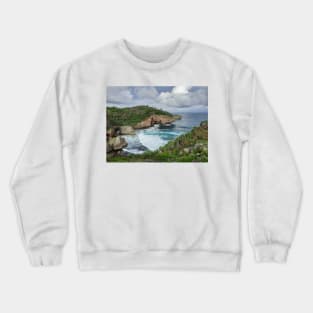 Wavy rock lagoon beach Midodaren on Java, Indonesia. Crewneck Sweatshirt